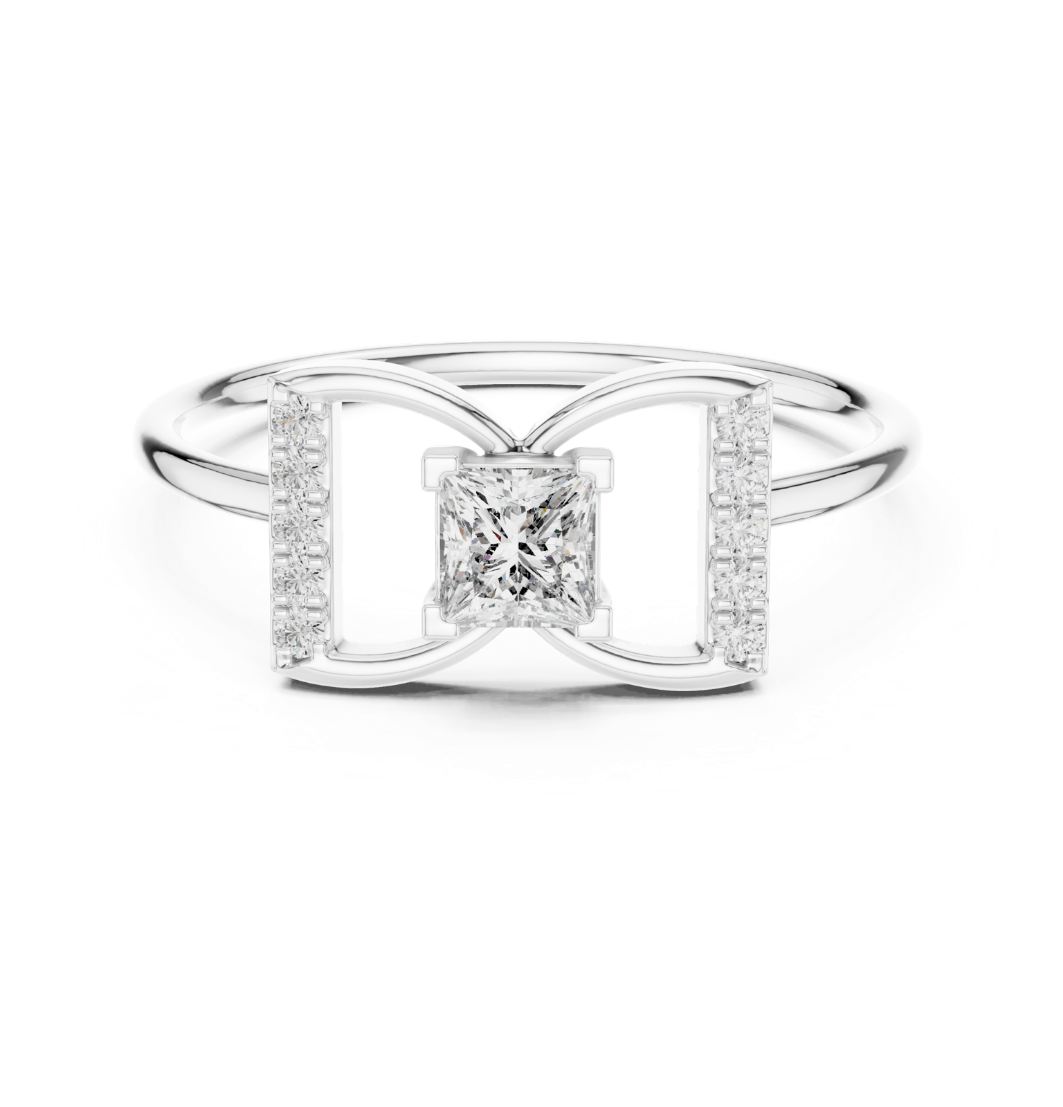 Gold Ring HLR-198, White Gold, view 4