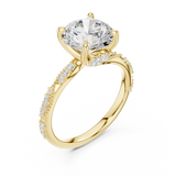 Gold Ring DDLR-167, Round center stone, Yellow Gold, view 2