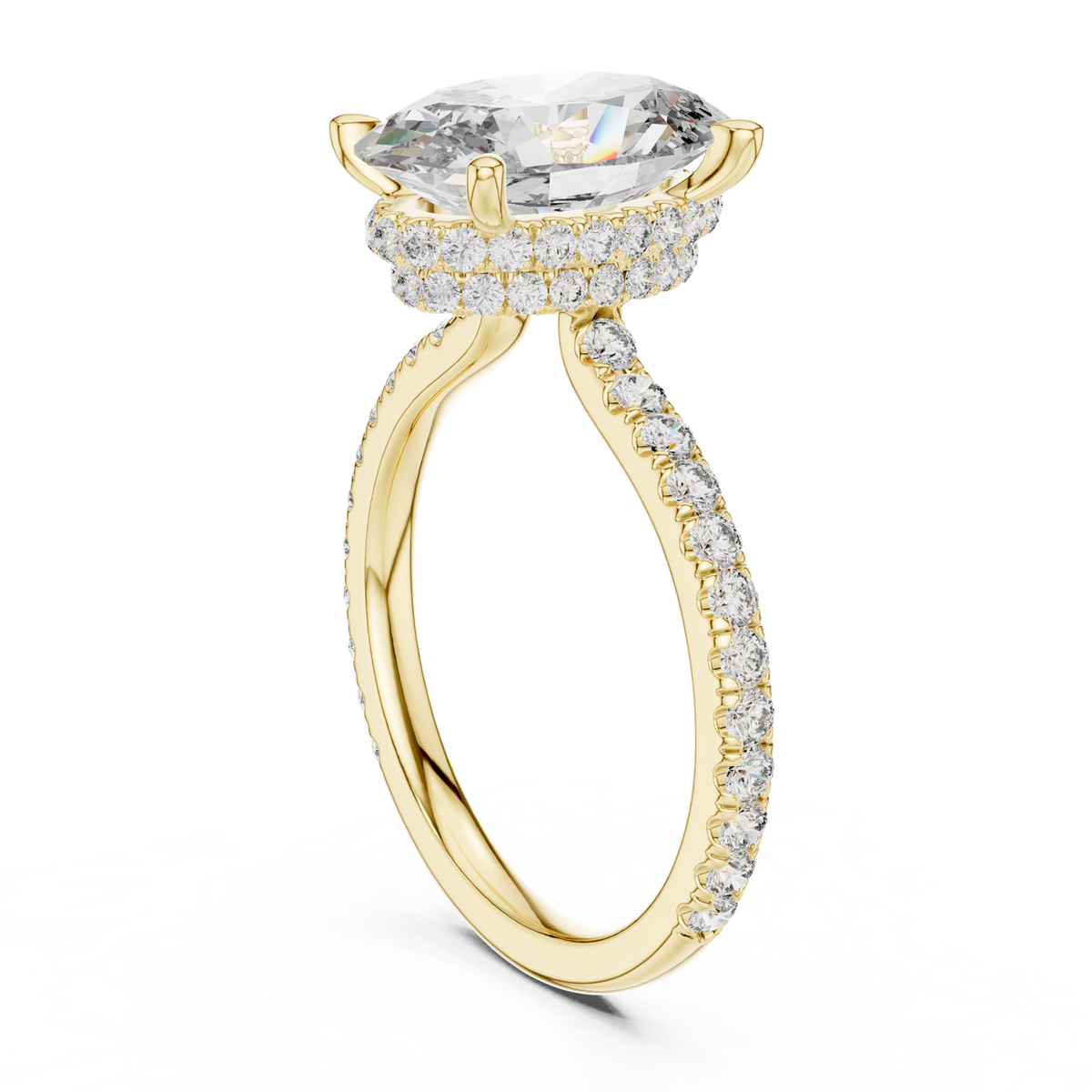 14K Solid Gold Lab Diamond Solitaire Ring, Yellow Gold, view 1