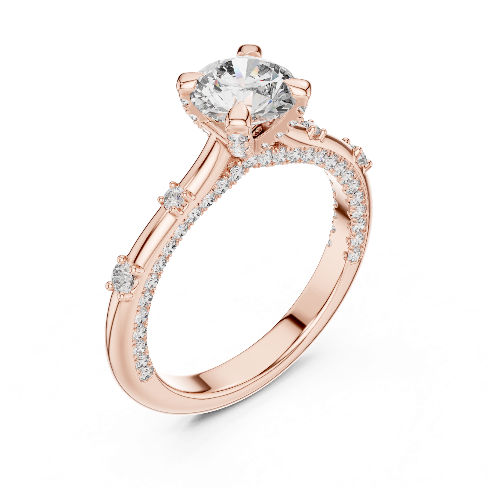 14K Solid Gold Lab Diamond Solitaire Ring, Rose Gold, view 2