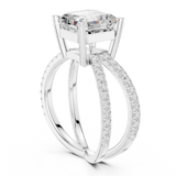 Gold Jewelry, Asscher center stone, White Gold, view 1