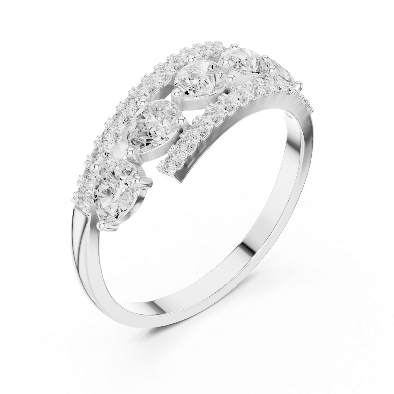 Gold Ring HLR-81, White Gold, view 2