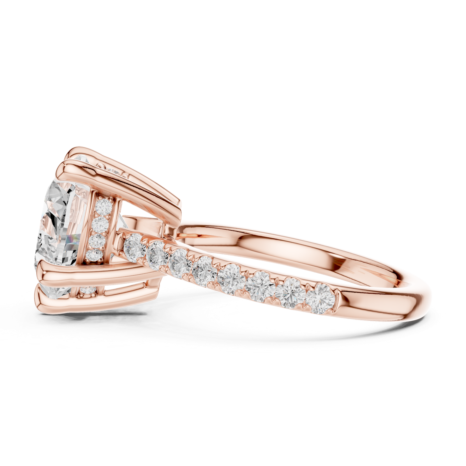 Gold Ring DDLR-250, Heart center stone, Rose Gold, view 3
