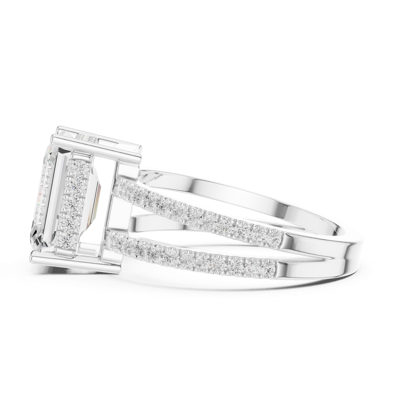 Gold Jewelry L36-13, Emerald center stone, White Gold, view 3