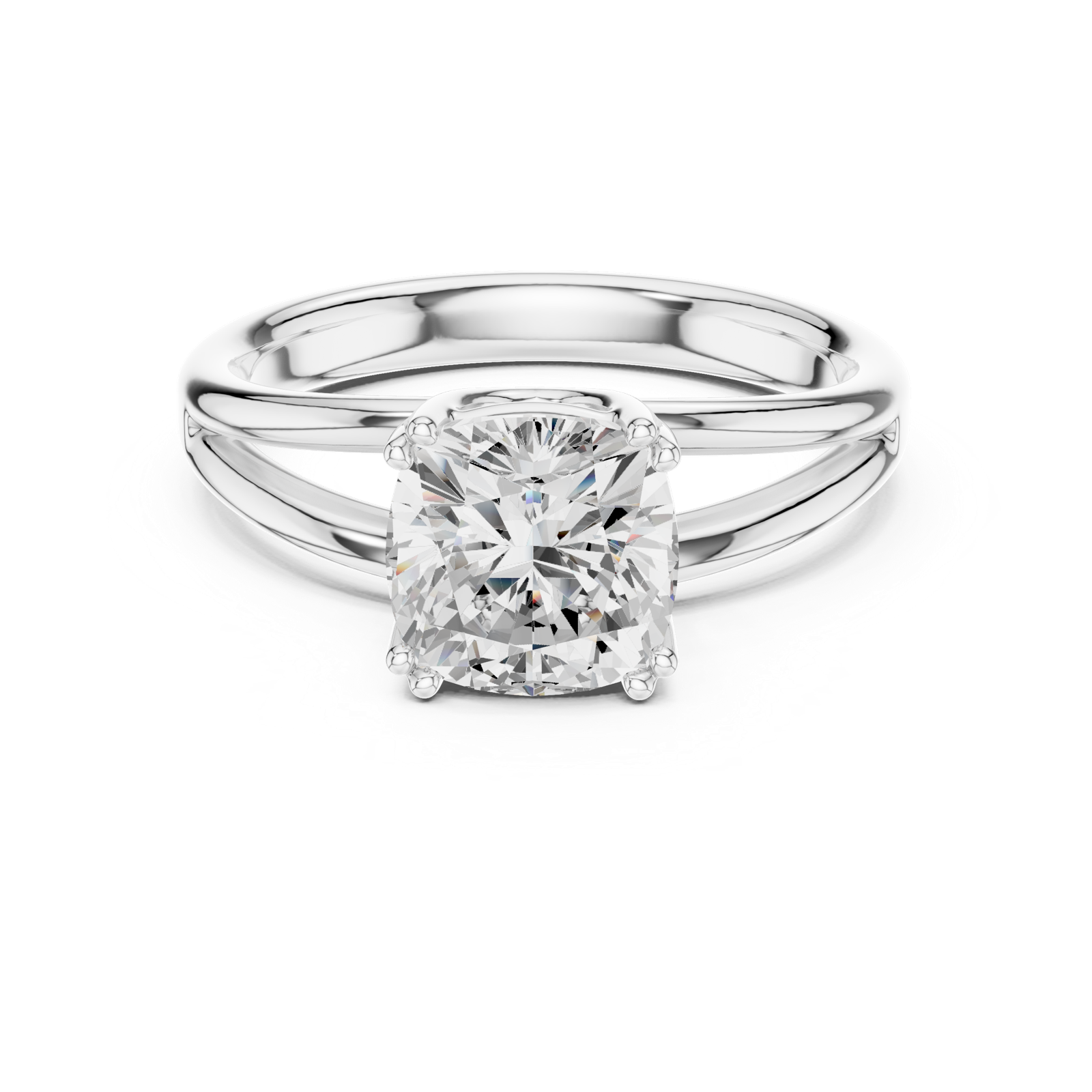 Gold Jewelry L36-7, Cushion center stone, White Gold, view 4