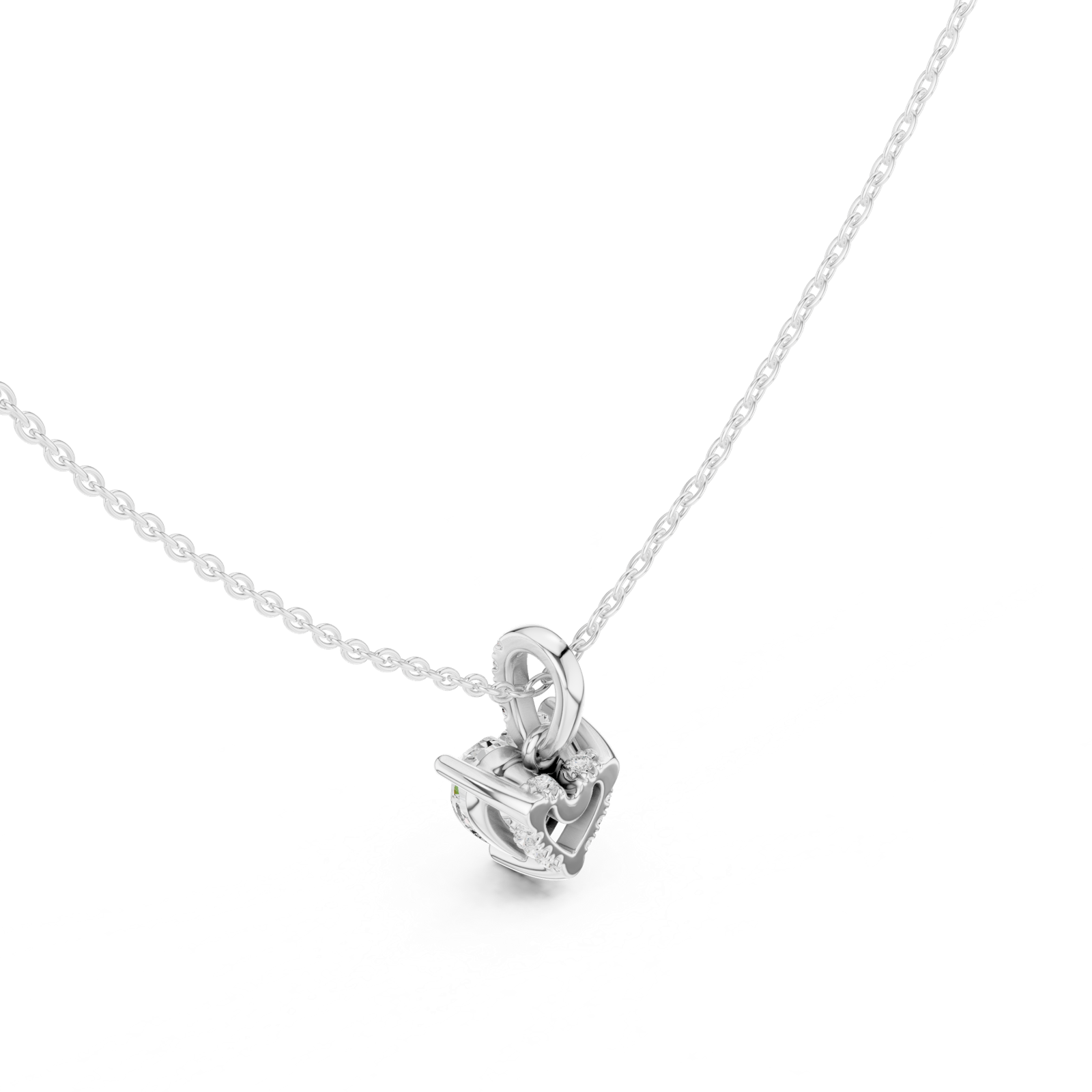 Gold Jewelry DDPO-009, Heart center stone, White Gold, view 2