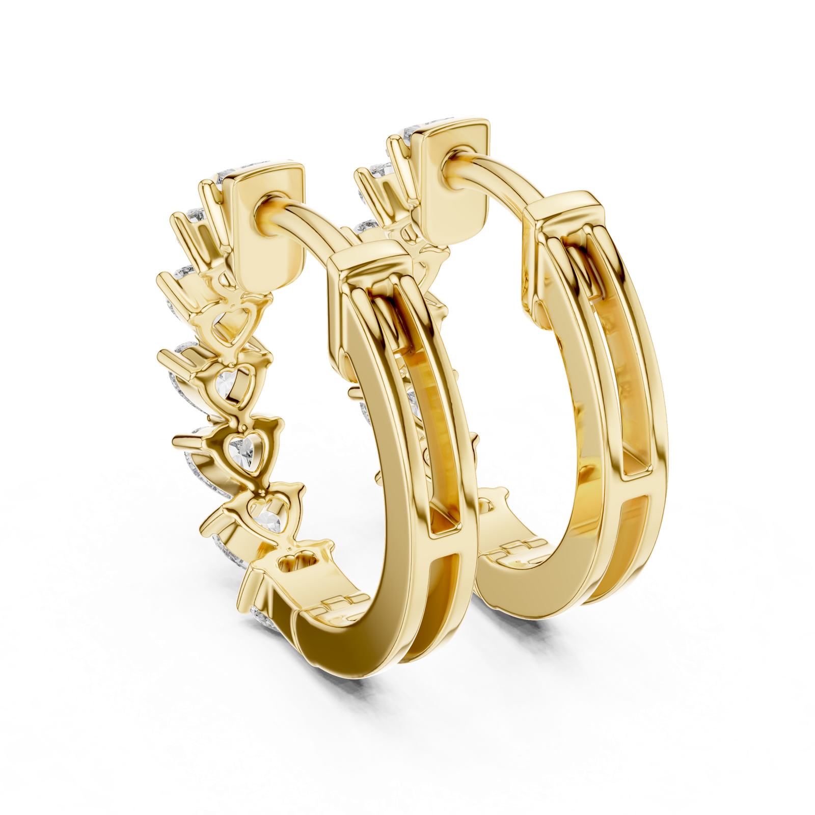 Gold Earrings L02-372, Yellow Gold, view 3