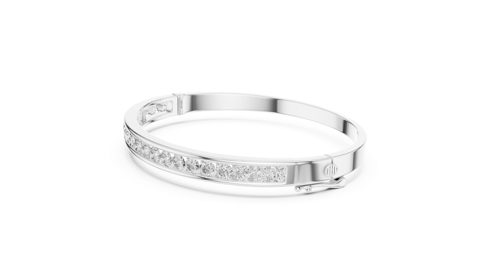 14K Solid Gold Lab Diamond Bracelet, White Gold, view 1