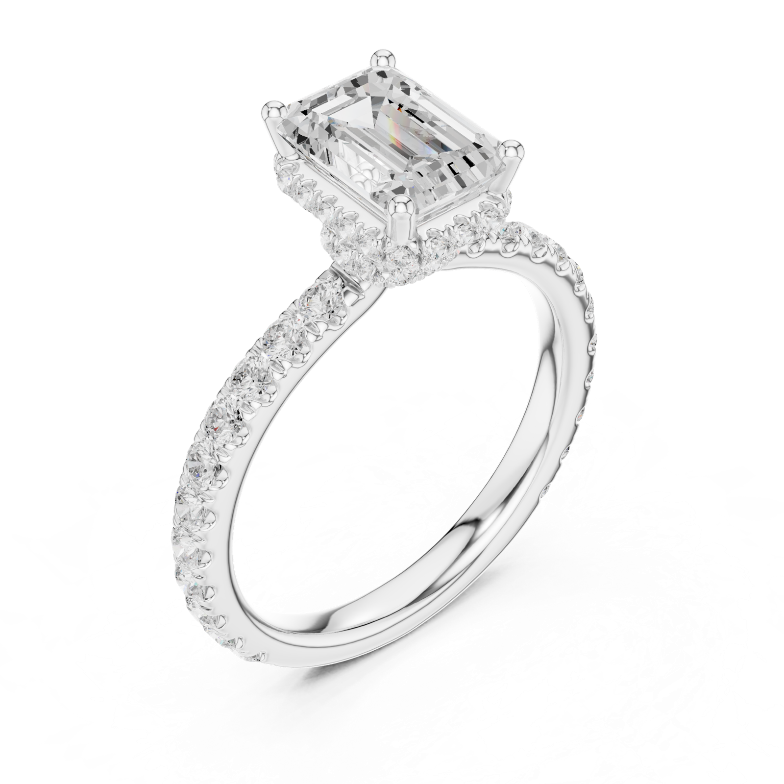Gold Ring DDLR-165, Emerald center stone, White Gold, view 2
