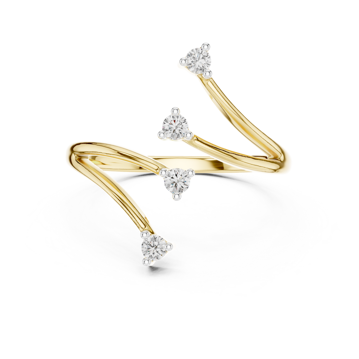14K Solid Gold Lab Diamond Twist Ring, Yellow Gold