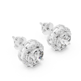 14K Solid Gold Lab Diamond Halo Earrings, White Gold, view 2