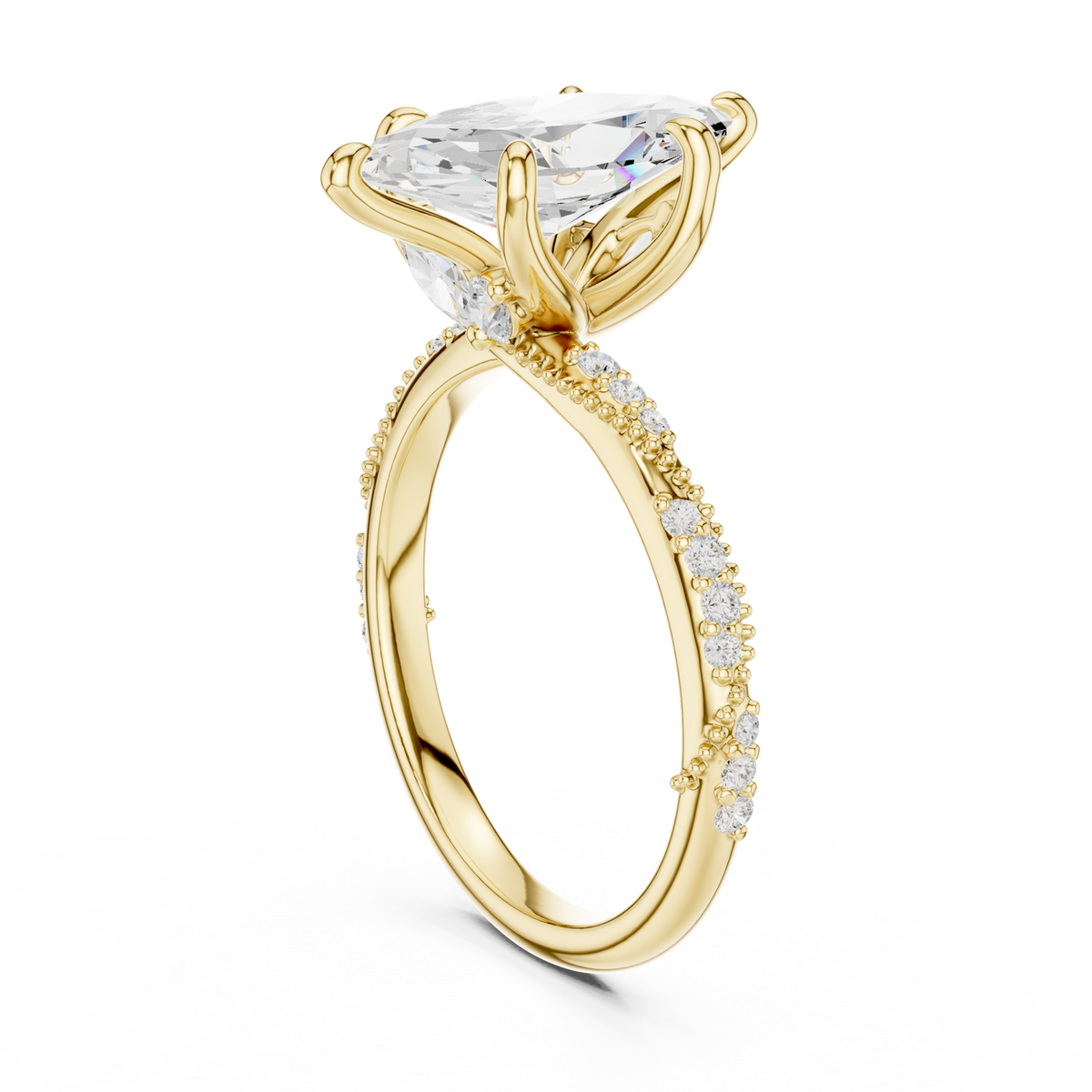 14K Solid Gold Lab Diamond Solitaire Ring, Yellow Gold, view 1