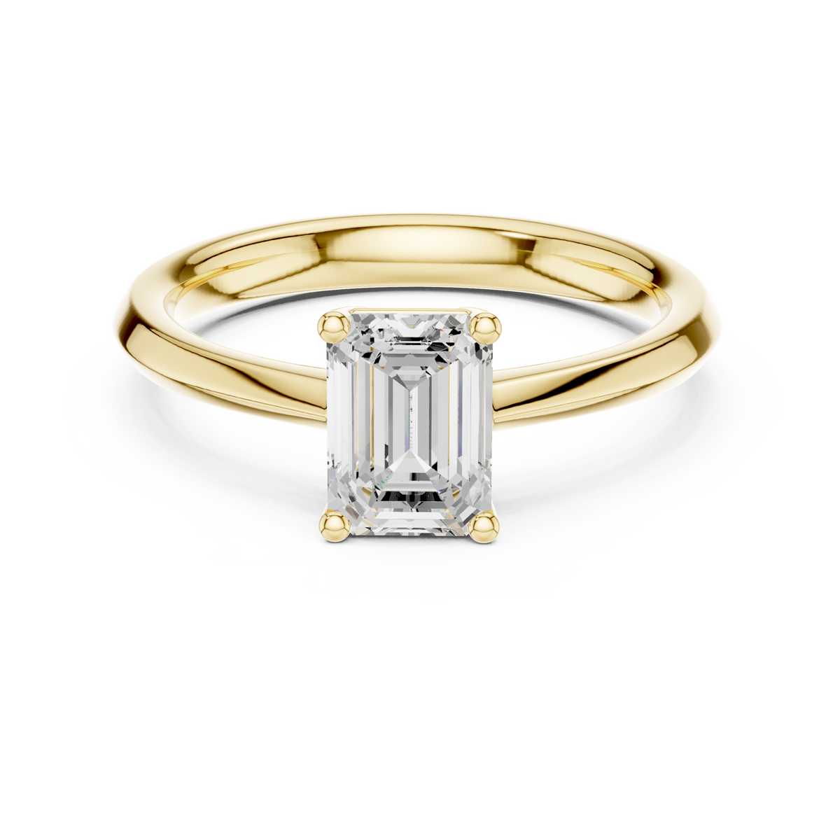 14K Solid Gold Lab Diamond Solitaire Ring, Yellow Gold