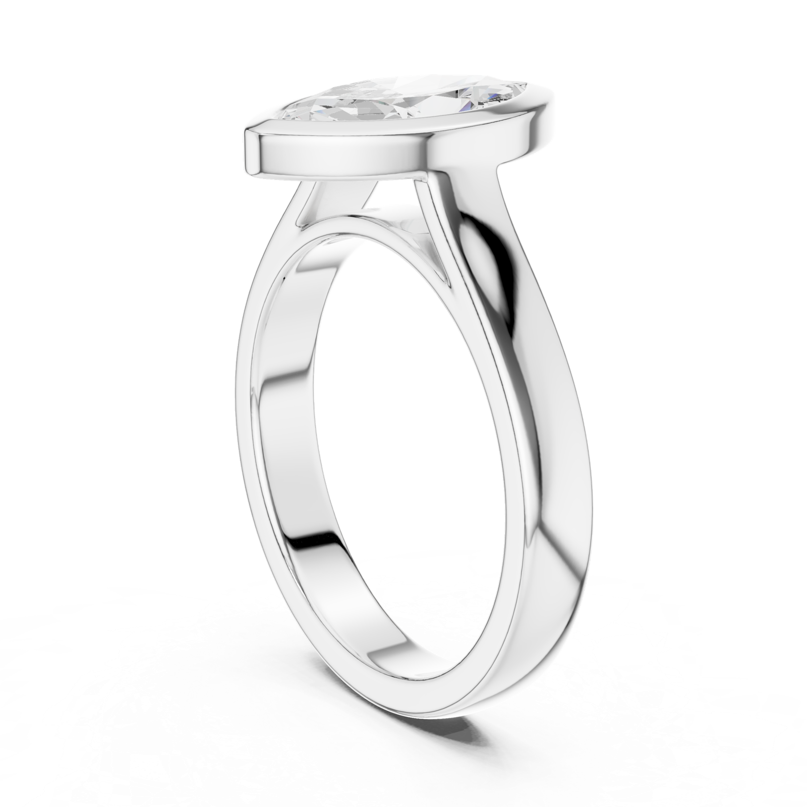 Gold Jewelry L36-3, Marquise center stone, White Gold, view 1