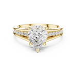 Gold Ring DDLR-253, Pear center stone, Yellow Gold, view 4