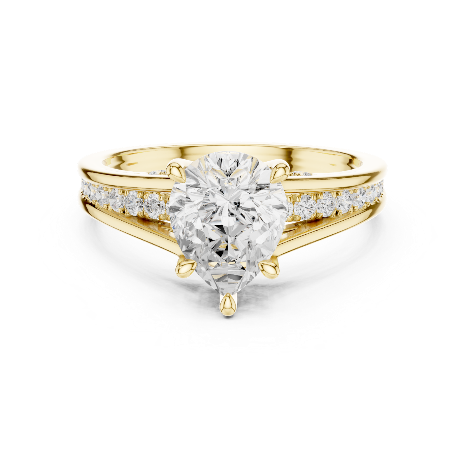 Gold Ring DDLR-253, Pear center stone, Yellow Gold, view 4