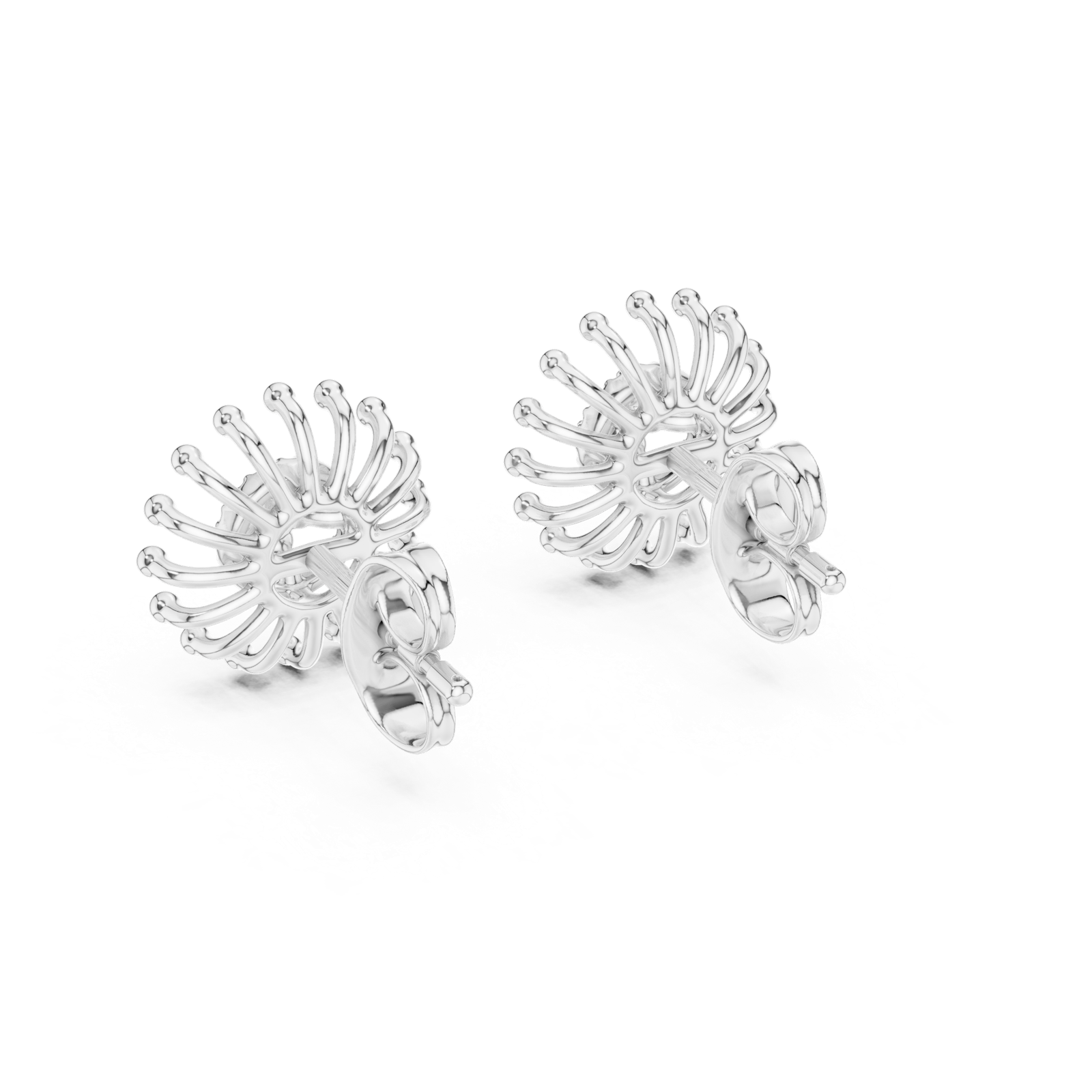 Gold Earrings 12-10007@E, White Gold, view 3