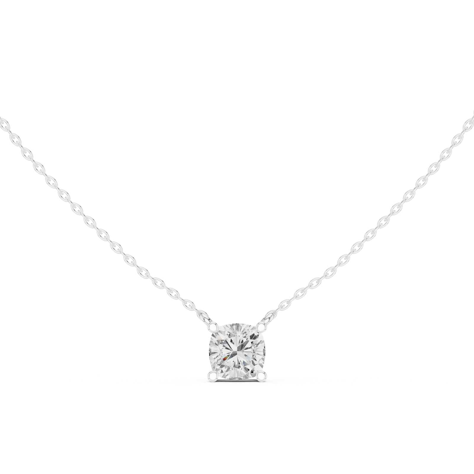 Gold Jewelry, Cushion center stone, White Gold, view 4