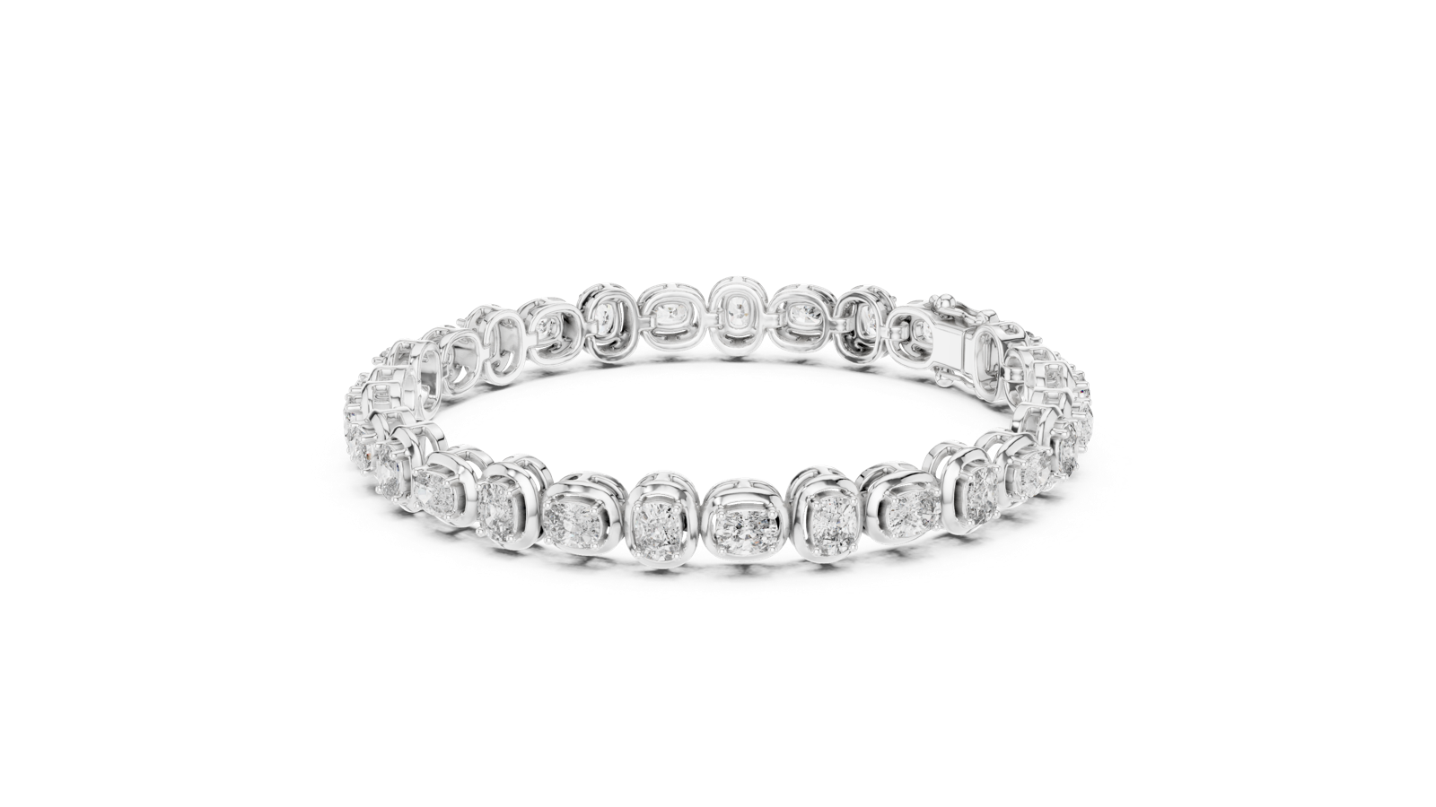 14K Solid Gold Lab Diamond Bracelet, White Gold, view 1