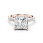 Gold Ring DDLR-259, Princess center stone, Rose Gold