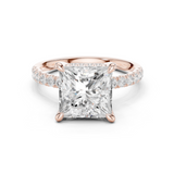 Gold Ring DDLR-259, Princess center stone, Rose Gold