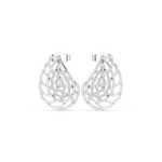 14K Solid Gold Lab Diamond Leaf Cluster Earrings, White Gold