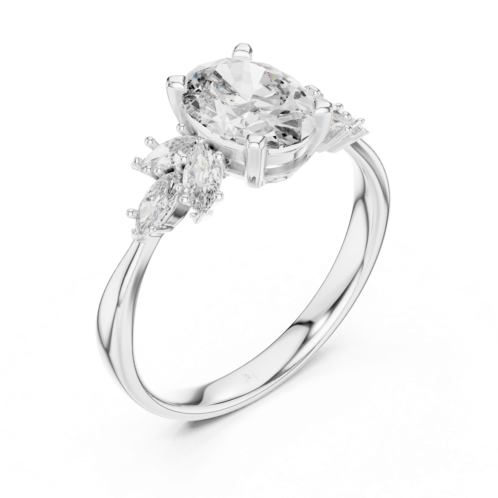 Gold Ring 20-10002L, White Gold, view 2