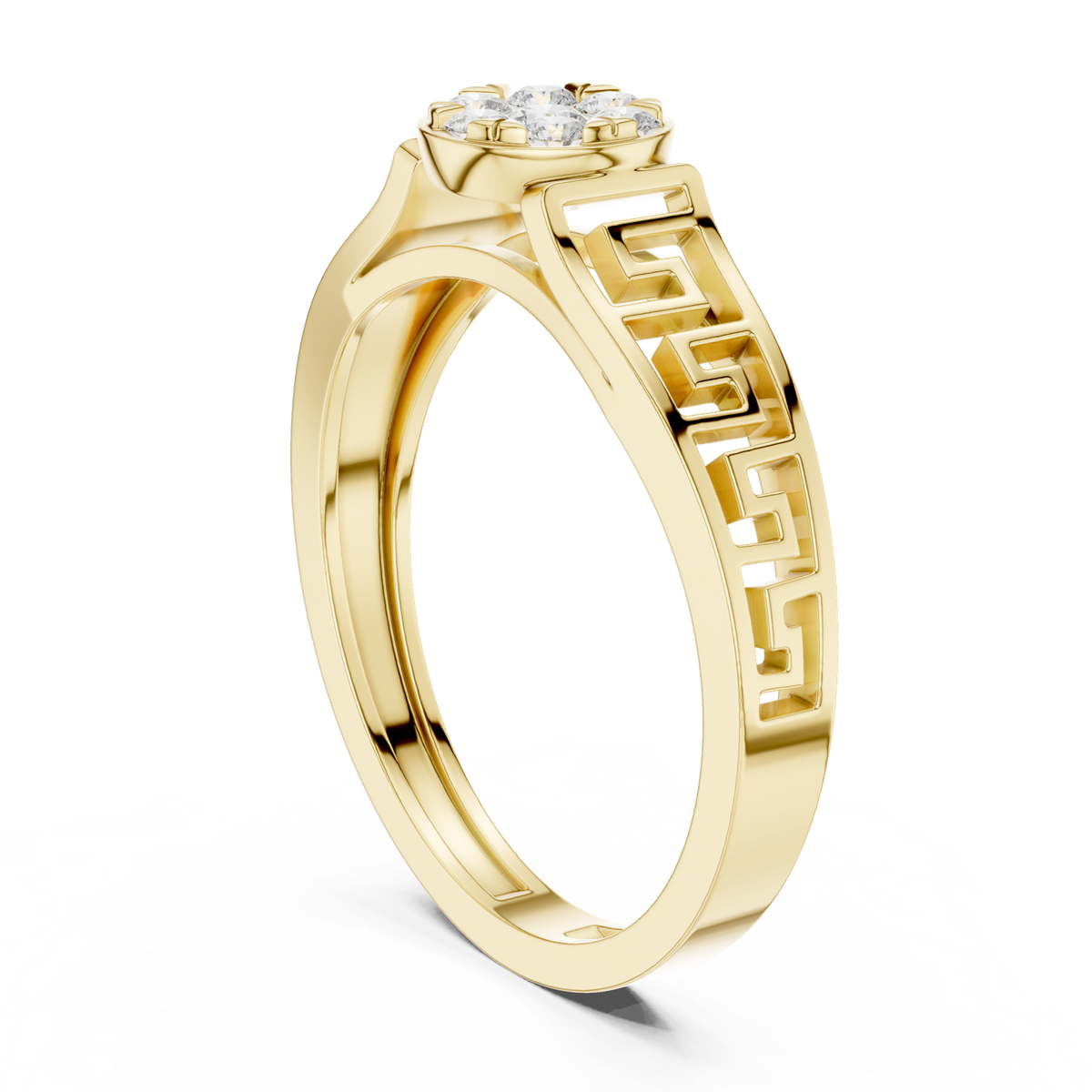 14K Solid Gold Lab Diamond Flower Cluster Ring, Yellow Gold, view 1