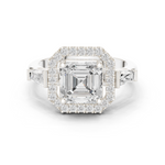 Gold Ring, Asscher center stone, White Gold
