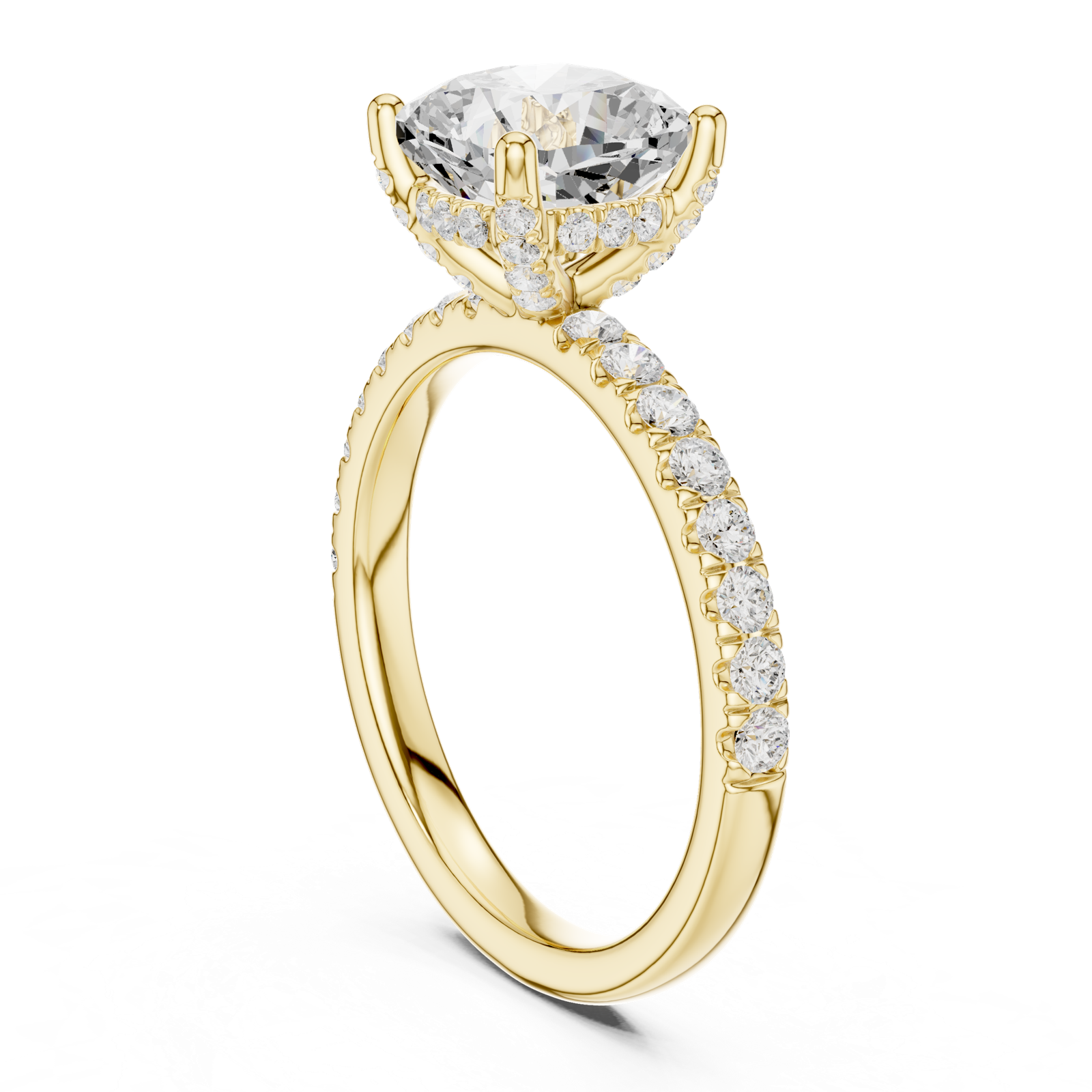 Gold Ring, Cushion center stone, Yellow Gold, view 1