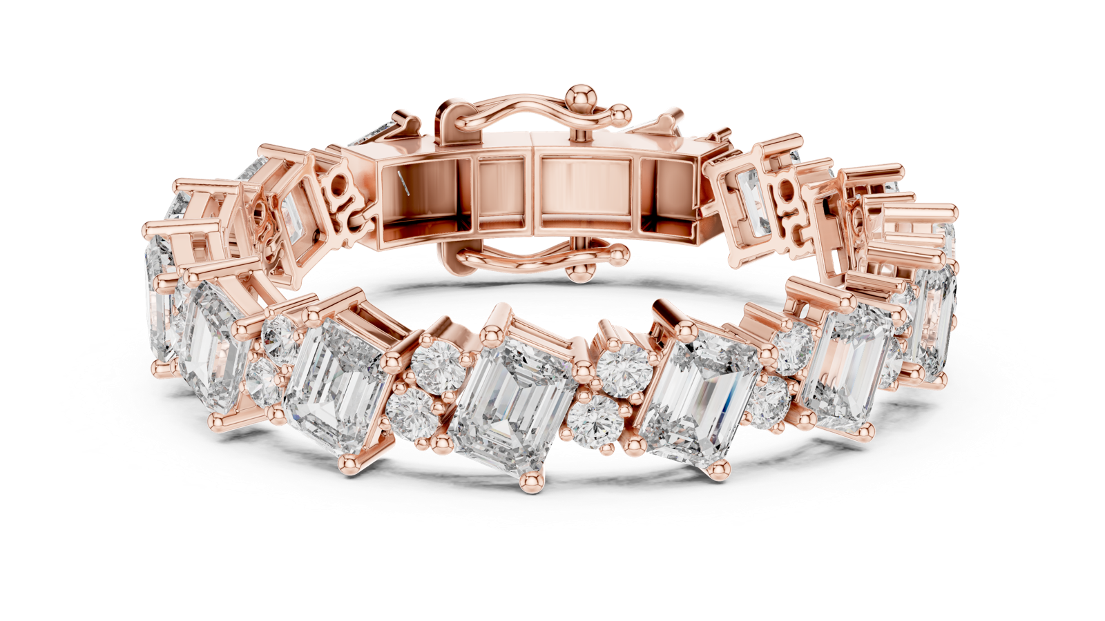 14K Solid Gold Lab Diamond Bracelet, Rose Gold, view 4