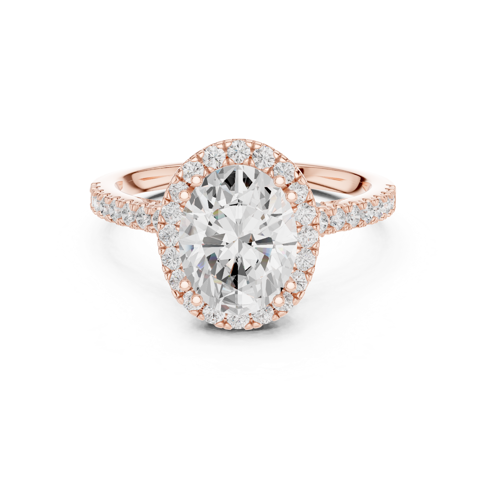 Gold Ring DDLR-255, Oval center stone, Rose Gold, view 4