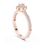 14K Solid Gold Lab Diamond Halo Ring, Rose Gold, view 1