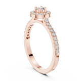 14K Solid Gold Lab Diamond Halo Ring, Rose Gold, view 1