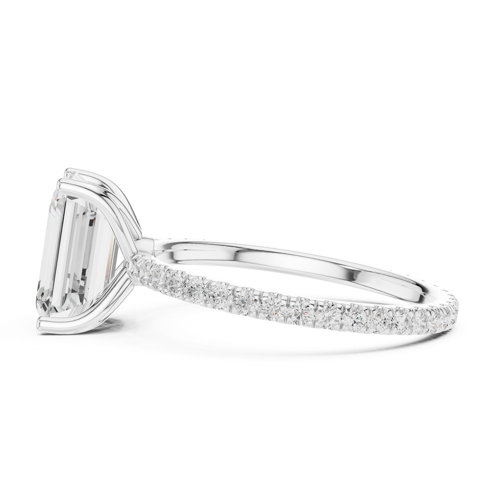 Gold Jewelry L36-16, Emerald center stone, White Gold, view 3