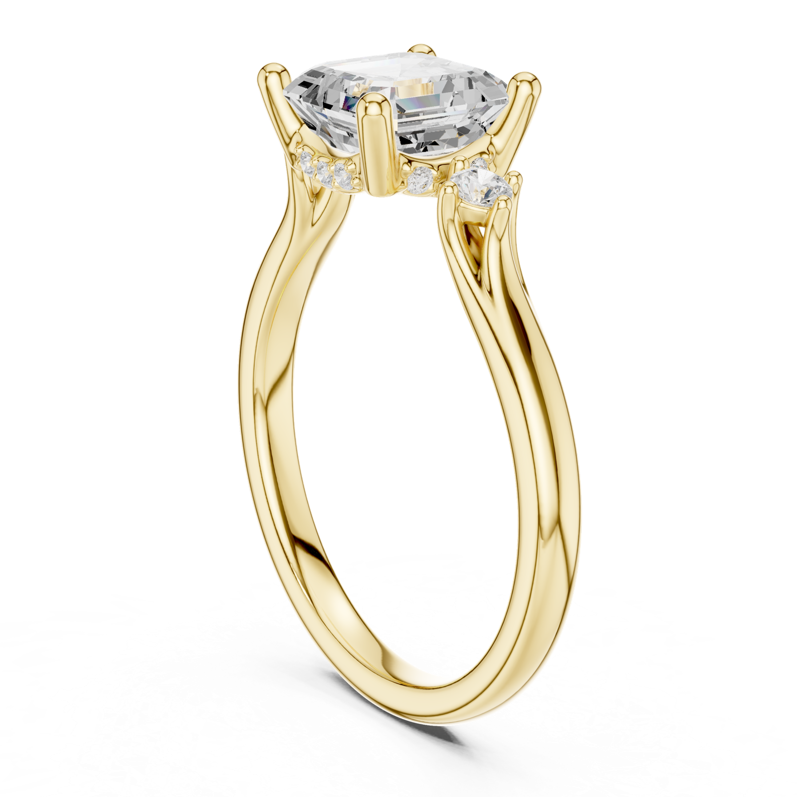 Gold Ring DDLR-164, Asscher center stone, Yellow Gold, view 1