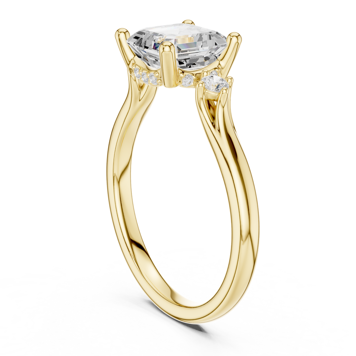 Gold Ring, Asscher center stone, Yellow Gold, view 1