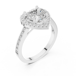 Gold Ring DDLR-349, Heart center stone, White Gold, view 2