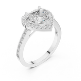 Gold Ring DDLR-349, Heart center stone, White Gold, view 2