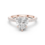 Gold Ring DDLR-177, Heart center stone, Rose Gold