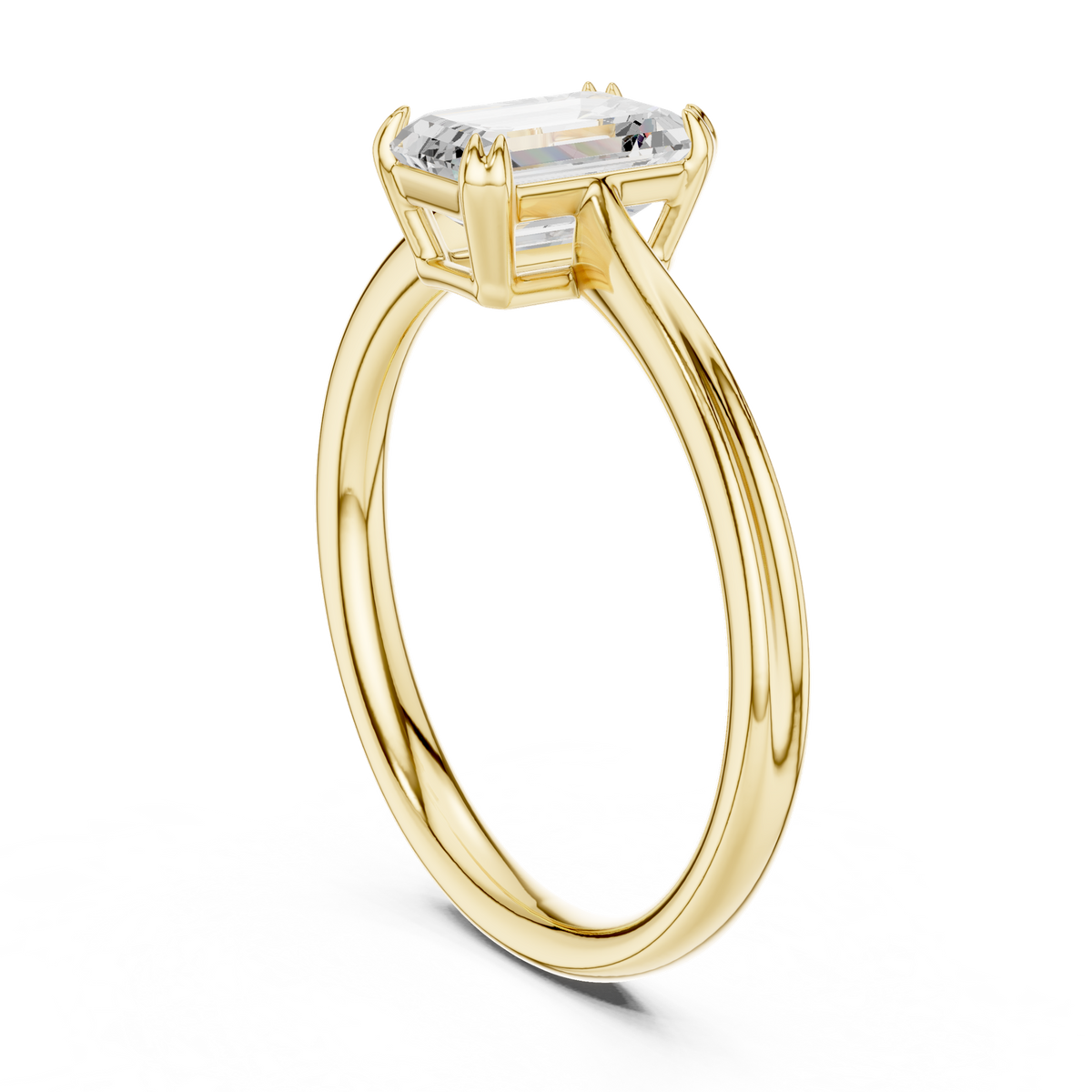 14K Solid Gold Lab Diamond Solitaire Ring, Yellow Gold, view 1