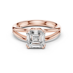Gold Jewelry L36-7, Asscher center stone, Rose Gold