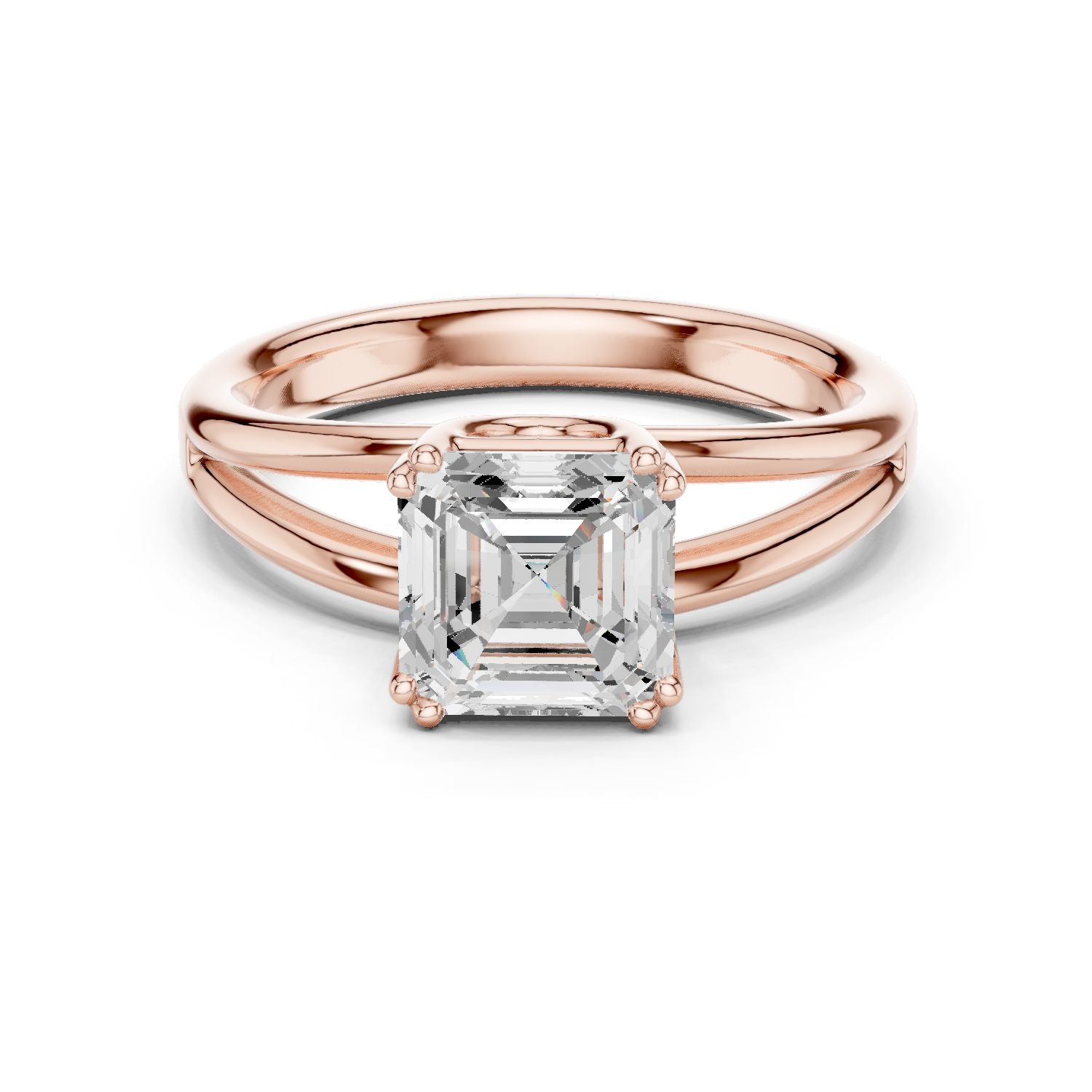 Gold Jewelry L36-7, Asscher center stone, Rose Gold