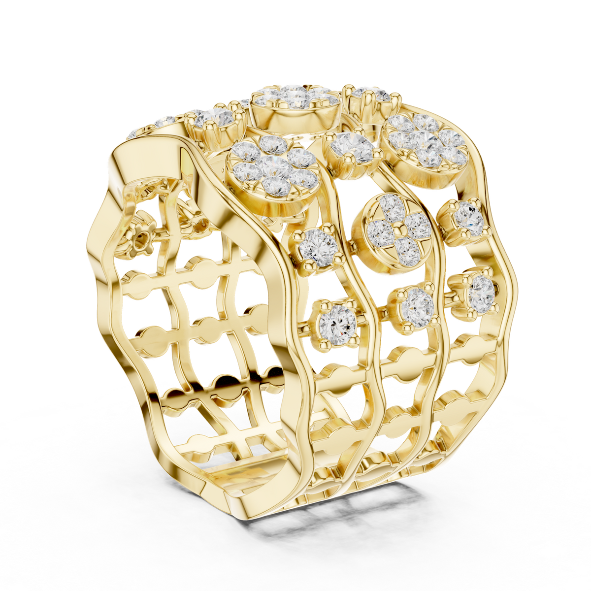 14K Solid Gold Lab Diamond Vintage Ring, Yellow Gold, view 1