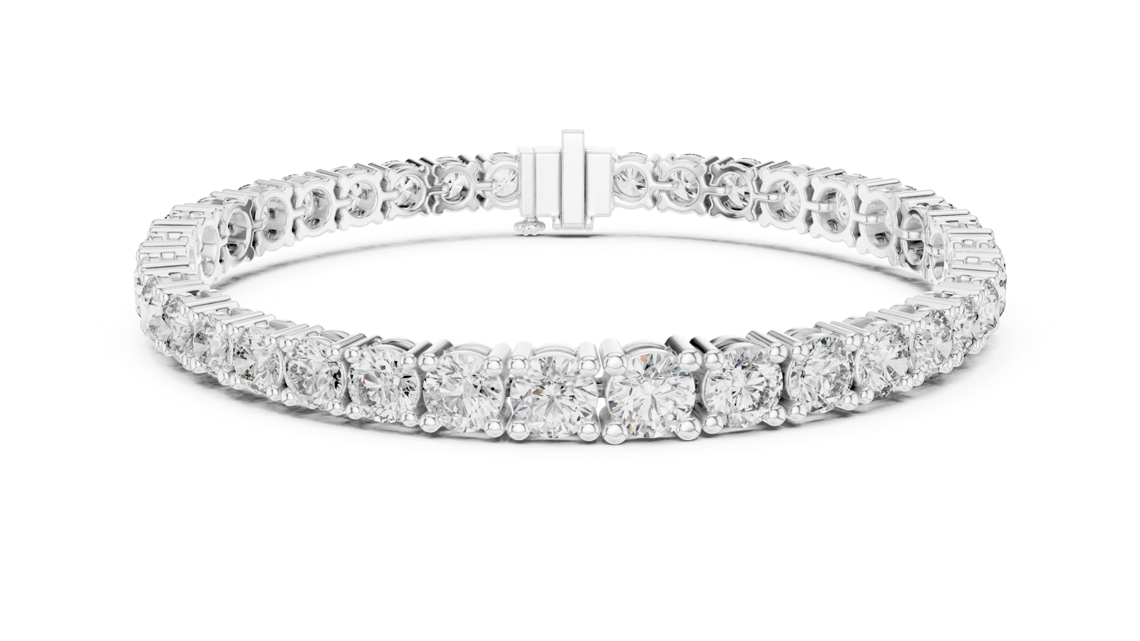 14K Solid Gold Lab Diamond Bracelet, White Gold, view 4