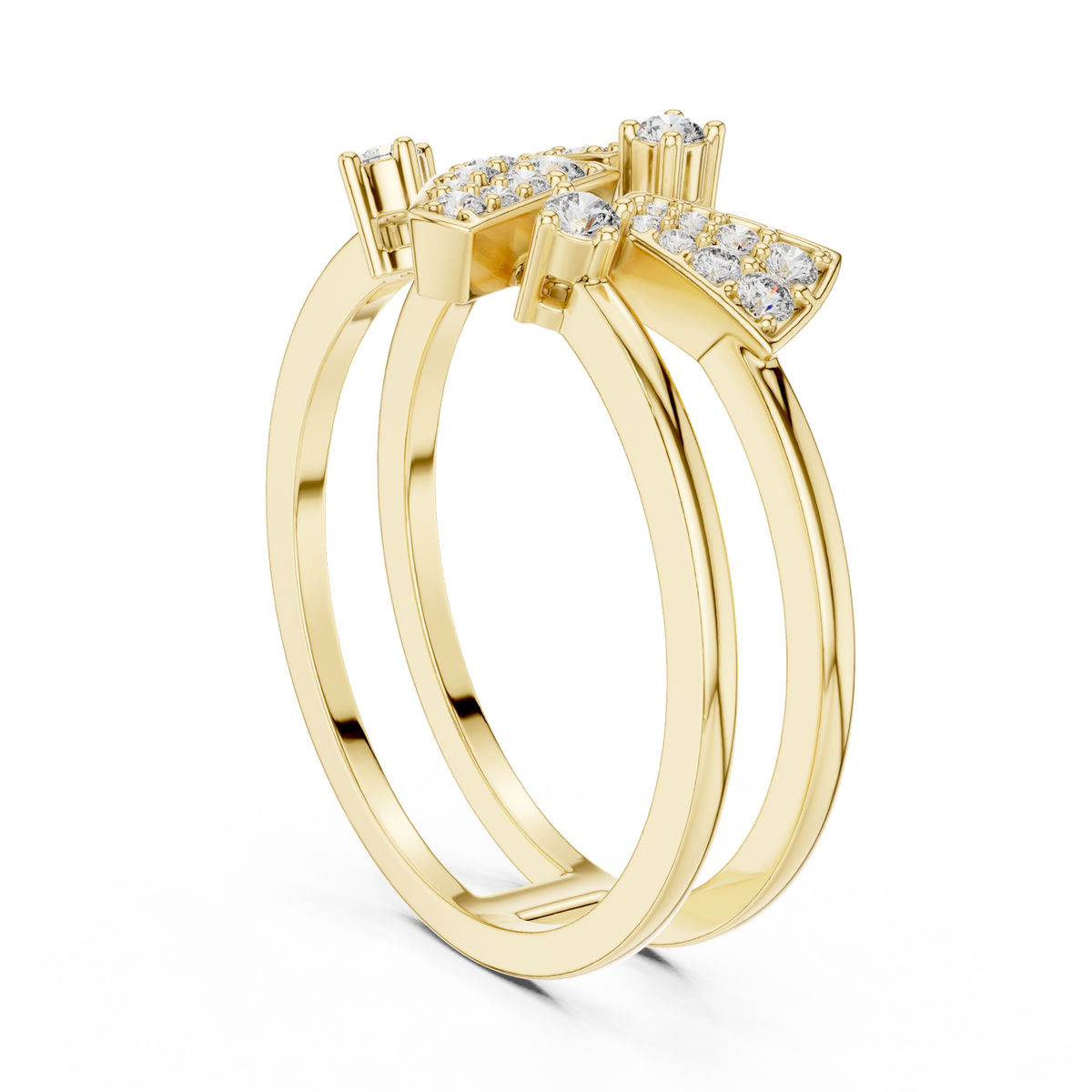 14K Solid Gold Lab Diamond Butterfly Cluster Ring, Yellow Gold, view 1