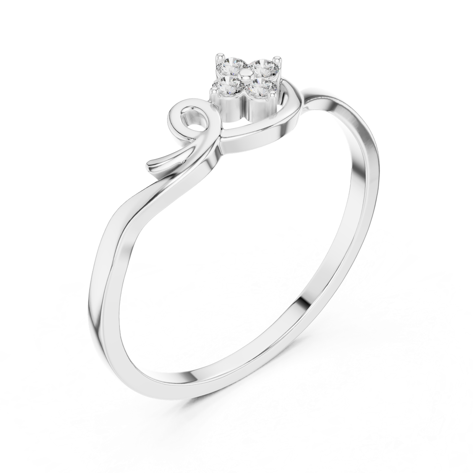 Gold Ring DR-6174, White Gold, view 2