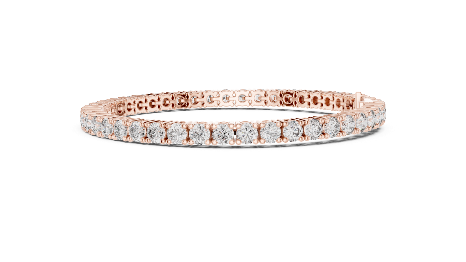 14K Solid Gold Lab Diamond Bracelet, Rose Gold, view 3