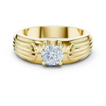 14K Solid Gold Lab Diamond Solitaire Ring, Yellow Gold