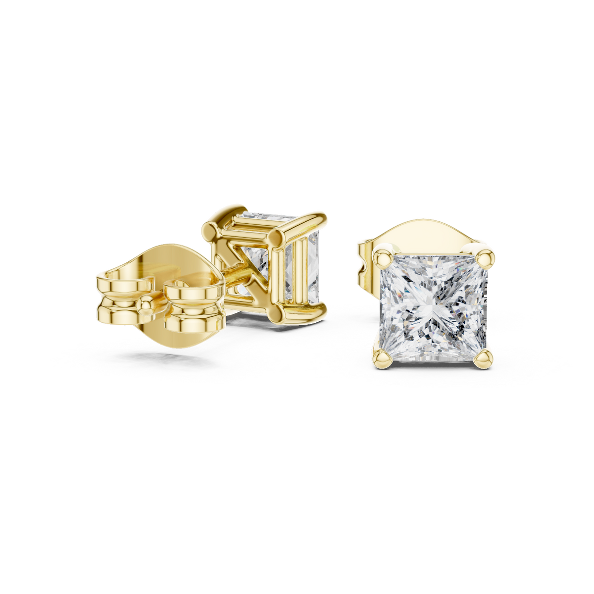 14K Solid Gold Lab Diamond Stud Earrings, Yellow Gold, view 1